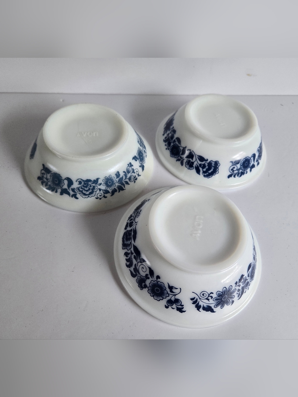 Avon Delft Blue Bowl Set ×3 Vtg